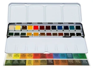 Daniel Smith Watercolour Paint Set: Metal Box of 24 Half Pans. - Picture 1 of 8