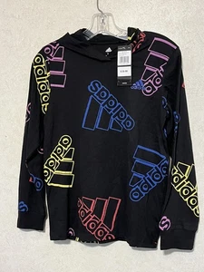 NWT Boys Adidas Long Sleeve Shirt W/Hood - Logo Print Size M - Picture 1 of 7