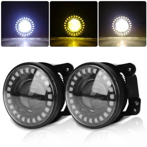 Pair 4inch Round LED Fog Lights Halo Driving Lamp For Jeep Wrangler JK 2007-2017 - Picture 1 of 21