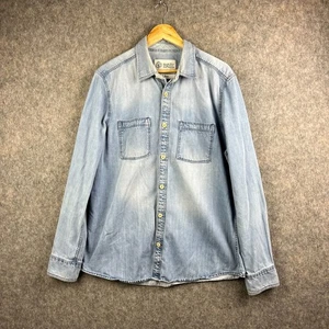 Fat Face Shirt Mens Large Blue Denim Button Up Western Jean - Picture 1 of 9