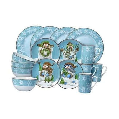  Juego de vajilla Evergreen Ernie, 16 piezas, azul, blanco  Foto 1 de 4