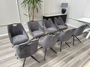ATEMBERAUBENDE Möbel Village Jai 8er Set dunkelgrau drehbare Esszimmer Küchenstühle - Bild 1 von 16