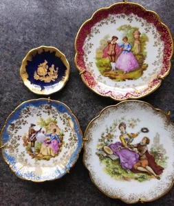 4 Vintage Miniature LIMOGES Fragonard French Porcelain Collectible Plates - Picture 1 of 2