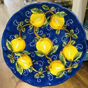 Sorrento Lemon Pattern 10 Inch Plate Made/Painted by hand-Italy - Picture 1 of 2