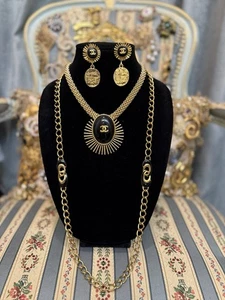 Vintage Schmuckset Gold Schwarz - Bild 1 von 8