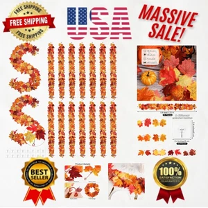 Guirnalda vibrante de hojas de arce artificial de 5,8 pies - perfecta para festivales y reuniones - Imagen 1 de 9