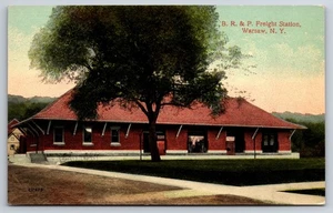 B.R. & P. Güterbahnhof Warschau New York NY Railroad Depot um 1910 Postkarte - Bild 1 von 2