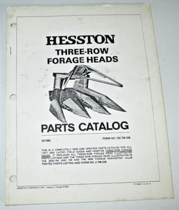 Hesston Three-Row Forage Harvester Heads Chopper Parts Catalog Manual Book 1983 - Picture 1 of 3