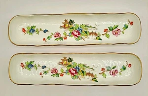 Vintage Pagoda Staffordshire England Bone China Floral Gold Trim Set Of 2 - Picture 1 of 3