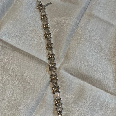 Pulsera Tenis HOU Hombre Plata Cooper 105 Diamantes Redondos Reales, Usada Foto 1 de 4