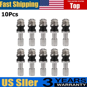 10PACK STAINLESS STEEL WHEEL TIRE VALVE STEMS HIGHT PRESSURE BOLT IN TR43E USA M - Picture 1 of 17