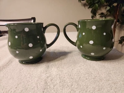 Lot of 2 Temptations Polka Dot 16oz Coffee Mugs Green KFI-XNG-977414 - Image 1 of 4