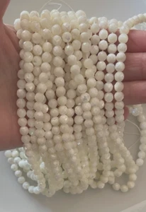 WHITE MOTHER OF PEARL FACETED 6 MM STRAND 15.5 " BEADS WHOLESALE!!! - Picture 1 of 3