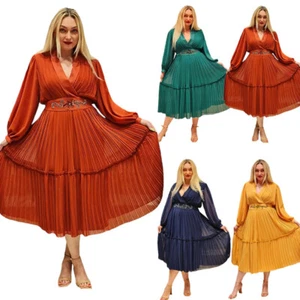 Evening African Kaftan Plus Size Women Pleated Long Dress Dashiki Gown Party - Picture 1 of 24