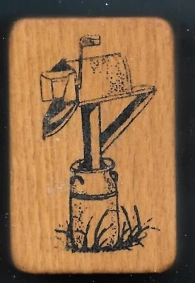 COUNTRY RURAL MAILBOX MAIL METAL MILK CAN landscape COMOTION wood RUBBER STAMP - Image 1 of 3