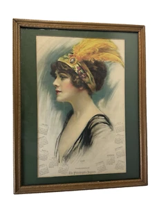 Framed 1916 Flapper Girl  Calendar advertisement marked THE FORBES LITH. MFG CO. - Picture 1 of 6