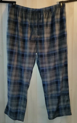 全新 男式 FOUNDRY 灰色 & 蓝色 PLAID FLEECE PAJAMA LOUNGE PANT 带口袋 尺寸 4XL — 第 1/3 张图片