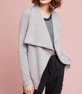 Anthropologie Sweatshirt Full Zip Jacke Damen Extra Small Moto Grau Stretch - Bild 1 von 7