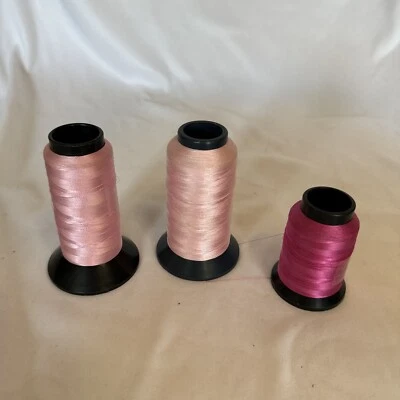 Lot Of 3 Embroidery Machine Thread Pinks Used  - Image 1 of 3