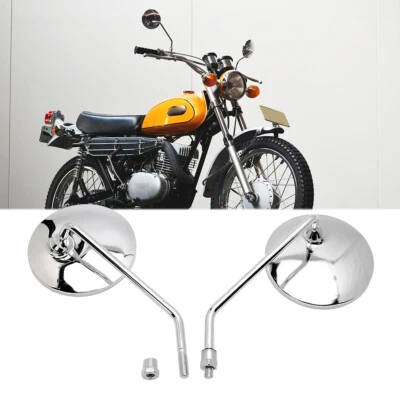 2 хромированных боковых зеркала заднего вида для мотоцикла Yamaha DT100 DT125 DT 175 80 360 - Изображение 1 из 4