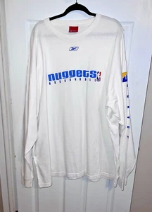 Vintage REEBOK Denver NUGGETS Mens White Crewneck Long Sleeve Logo Shirt Sz 3X - Picture 1 of 8
