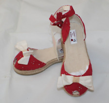 Janie and Jack Girls Toddler Summer 2/4TH of July Red Eyelet Flat Shoes Sz 7 NWT