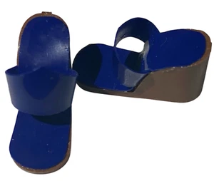 Barbie OT Royal Blue Heels Wedge Sandals Shoes Unmarked Vintage 1960's Top - Bild 1 von 2