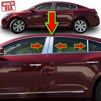 Chrome Pillar Trim for Buick Lacrosse 10-16 6pc Set Door Cover Mirrored Post - Image 1 of 4