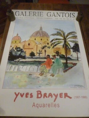 Affiche Yves Brayer - Galerie Gantois Cannes - Aquarelles 1907/1990 - 50X70cm - Photo 1/4