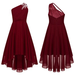 Kids Girls Ball Gown High Waist Evening Chic Dress Chiffon Bridesmaid Proms - Picture 1 of 75