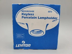 New Vintage Leviton 9875 Medium Base White Keyless Porcelain Lampholder - Picture 1 of 2