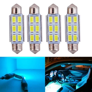 A1 AUTO 4x 578 42mm Festoon Canbus LED Blubs Bright License Plate Light Ice Blue - Foto 1 di 8