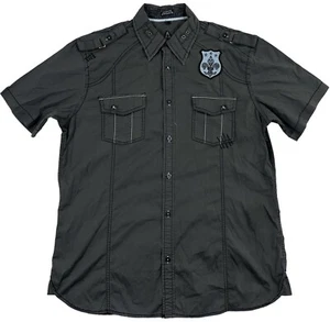 Roar Strength Refined Men Gray Short Sleeve Button Up Shirt Sz L - Picture 1 of 7