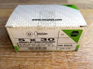 100 Reca 5 x 30mm Edelstahl A2 Spanplatten Holz Schrauben Pan Head Z2 Linsenkopf - Picture 1 of 2