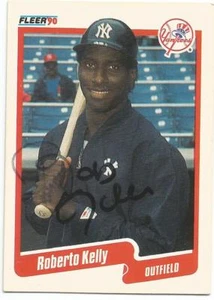 New York Yankees ROBERTO KELLY autographed 1990 Fleer - Picture 1 of 1