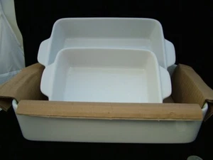 SET OF 3  WHITE CRATE AND BARREL BAKERS - Picture 1 of 2