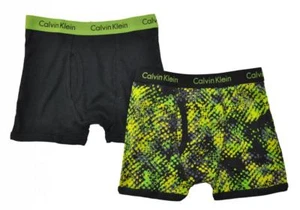 Calvin Klein Jungen Limette & Schwarz 2er Pack Boxershorts Größe 4/5 6/7 8/10 12/14 16/18 - Bild 1 von 1