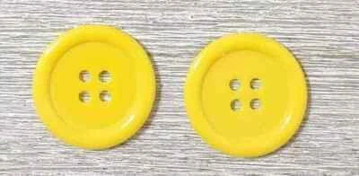 Juego de 2 botones de costura grandes de plástico amarillo 4 agujeros 1 pulgada 25 mm Foto 1 de 2