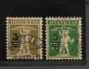 Switzerland Scott #207-#208 used 1930 Provisionals Surcharged regular issues f/v - Picture 1 of 2