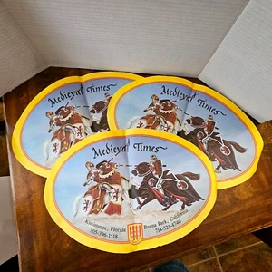 3 Vintage 1980's Medieval Times Dinner & Tournament Paper Place Mats, Never Used - Picture 1 of 3