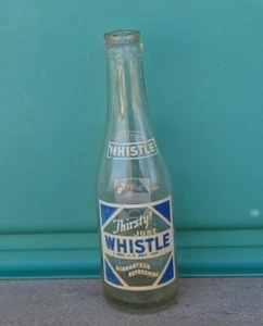 Vintage THIRSTY JUST WHISTLE Soda POP 10 fl oz Glass Bottle St Louis Missouri - Picture 1 of 8