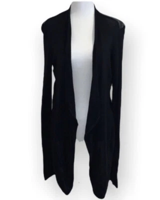 Marciano Drapeado Frontal Negro Vegano Cuero Mangas Largas Abrigo Chaqueta Talla Pequeña Foto 1 de 4