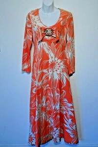 Julie Miller Vintage Damen orange weiß Print verziert Maxikleid Gr. 8 - Bild 1 von 12