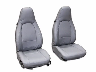 PORSCHE BOXSTER 911 996 986 1997-2004 GREY S.LEATHER CUSTOM FIT SEAT COVERS - Image 1 of 4