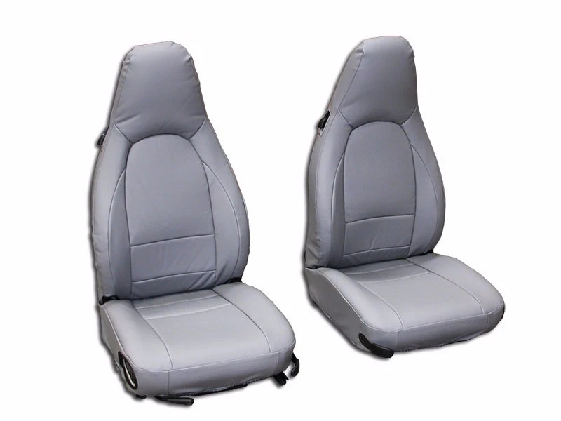 PORSCHE BOXSTER 911 996 986 1997-2004 GREY S.LEATHER CUSTOM FIT SEAT COVERS - Image 1 of 4