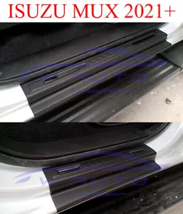 MATTE BLACK DOOR SILL SCUFF STEP PLATE PANEL FOR ISUZU MU-X MUX SUV 2021 2022 21 - Picture 1 of 4