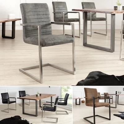 Freischwinger Stuhl LOFT - AUSWAHL - Armlehne - Edelstahl - Bauhaus Schwingstuhl - Bild 1 von 4