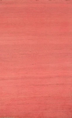 Pink Wool Modern Oriental Rug 4x7 Contemporary Hand-knotted Solid Carpet - Image 1 of 4