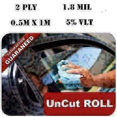 2PLY 50cmx1M 5% VLT Black Car Auto Home Glass Window Tint Tinting Film Roll NewA - Image 1 of 3
