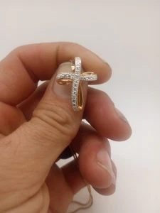 Vintage Gold Over Sterling diamond infinity cross Necklace - Picture 1 of 9